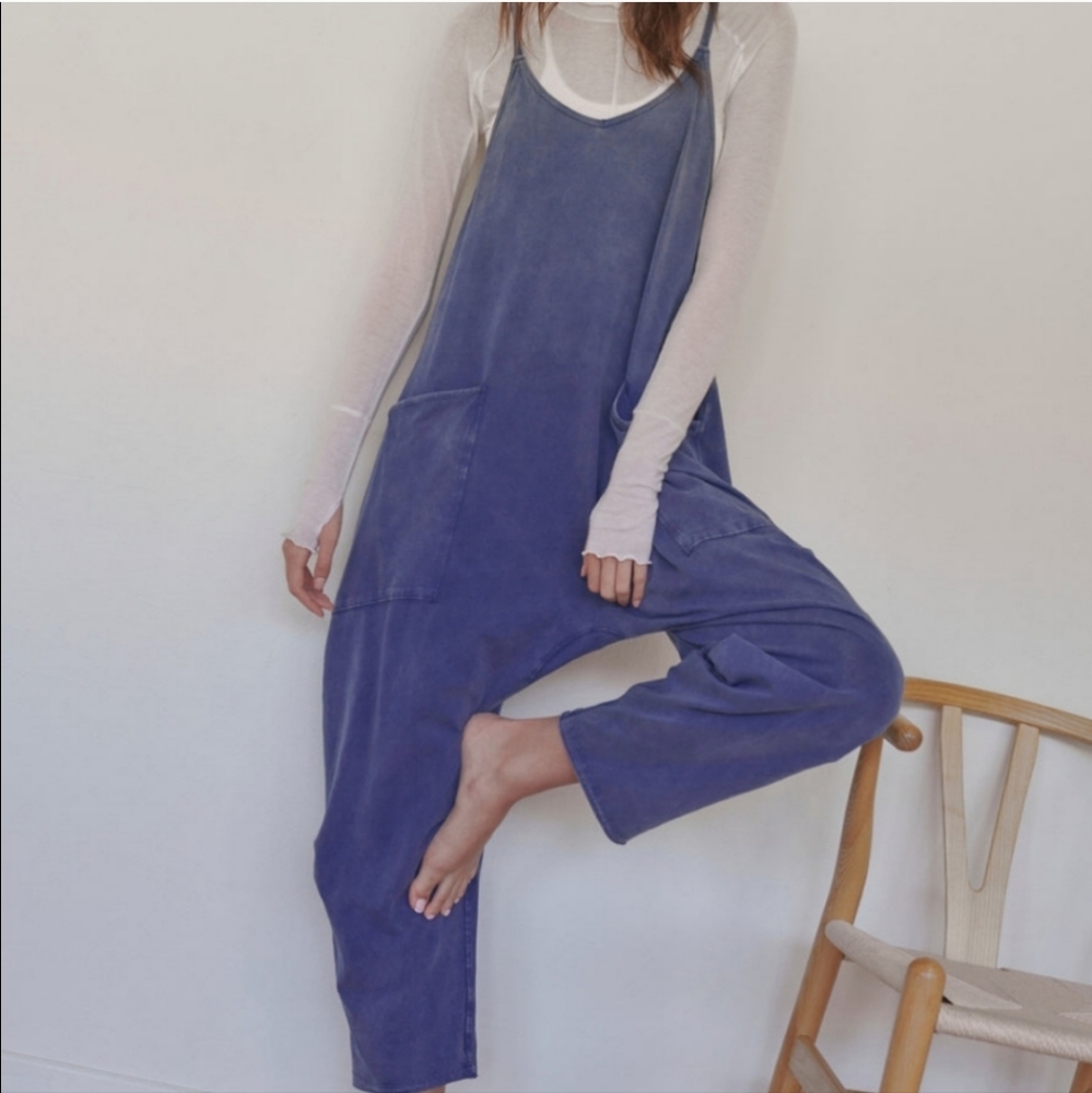 OFFERS New Free People FP Movement Hot Shot Onesie French Navy M Blue Jumpsuit - Picture 7 of 15